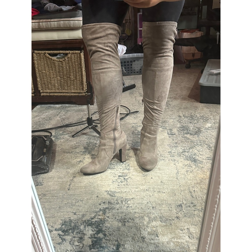 UNISA Taupe Suede Over The Knee Block Heel Boots‎ Women's Size 10M